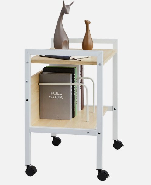 End Table Book Plant Stand on 360° Wheels with Book Shelf