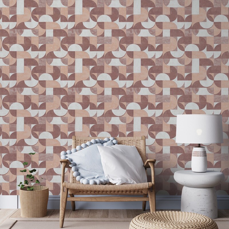 Tempaper Composed Shapes Peel and Stick Wallpaper Redwood