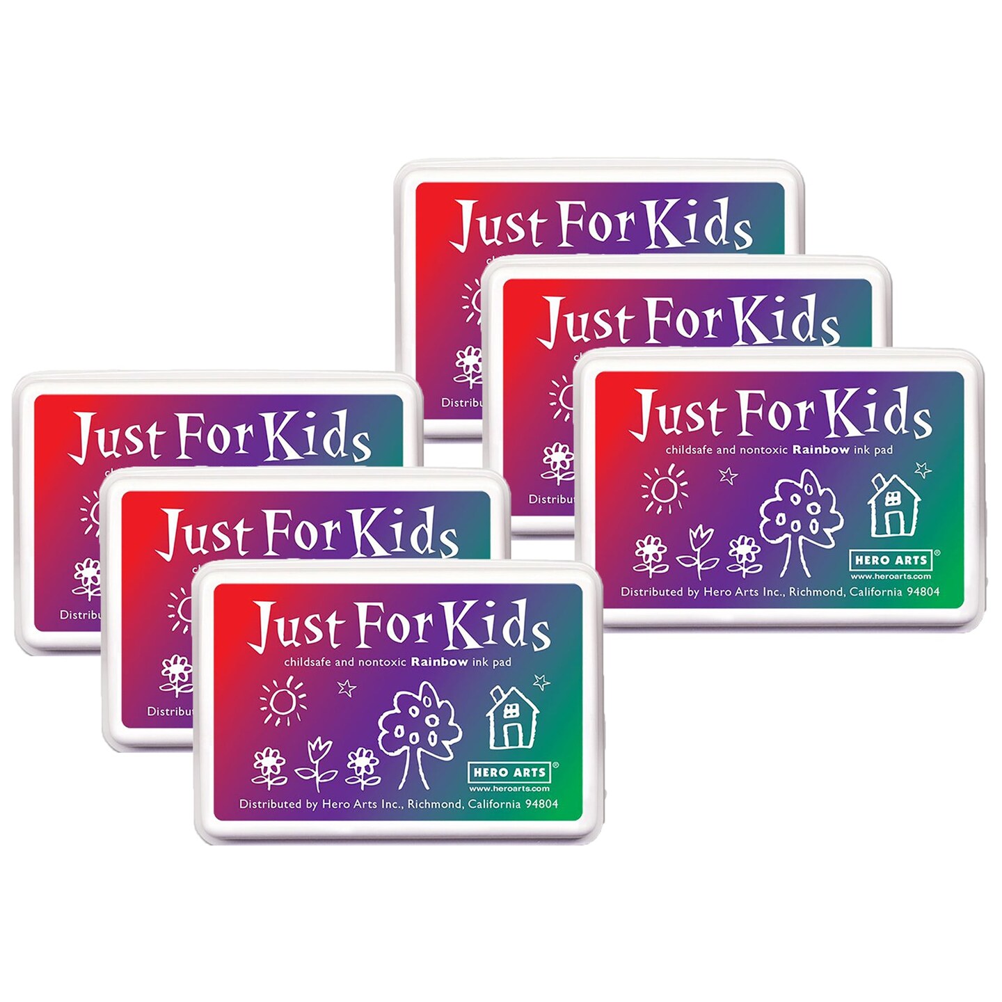 Just for Kids&#xAE; 3-Color Rainbow Ink Pad, Pack of 6