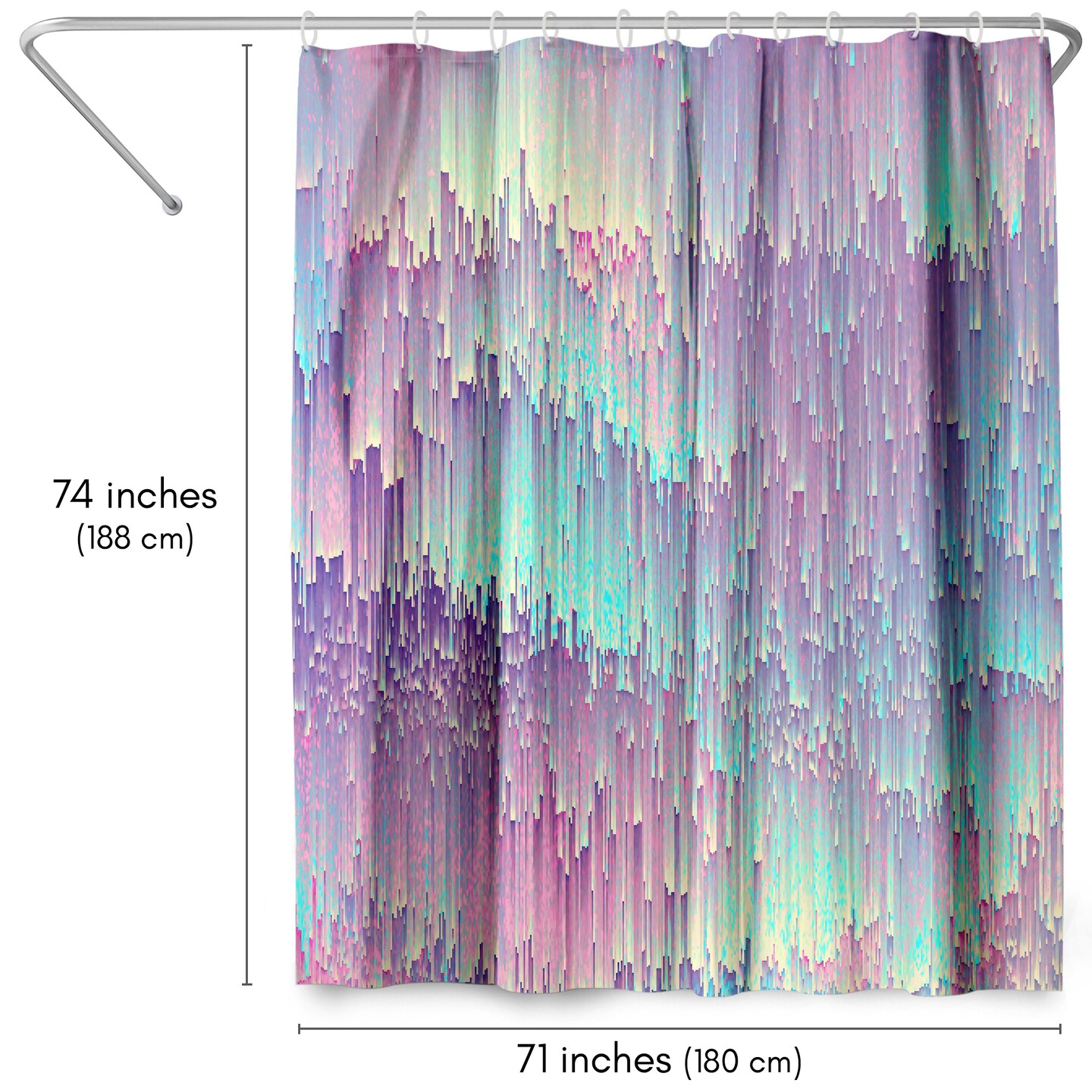 Americanflat 71&#x22; x 74&#x22; Shower Curtain, Iridescent Glitches by Emanuela Carratoni