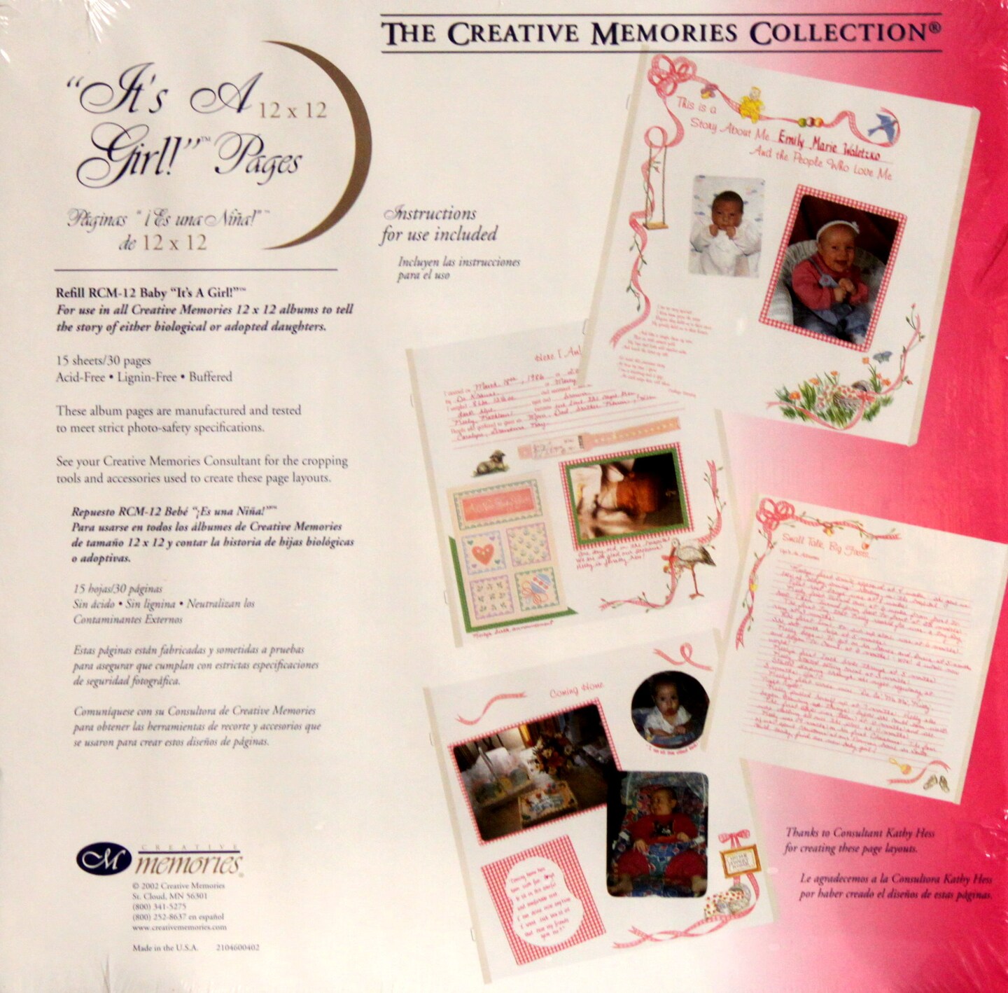 Creative Memories 12 x 12 It&#x27;s A Girl!! Scrapbook Pages Refills