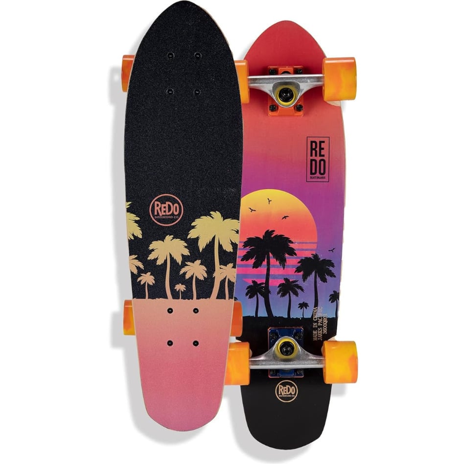 Redo Skateboard Co 26" Mini Branson Sunset Palm Vibrant Compact Skateboard