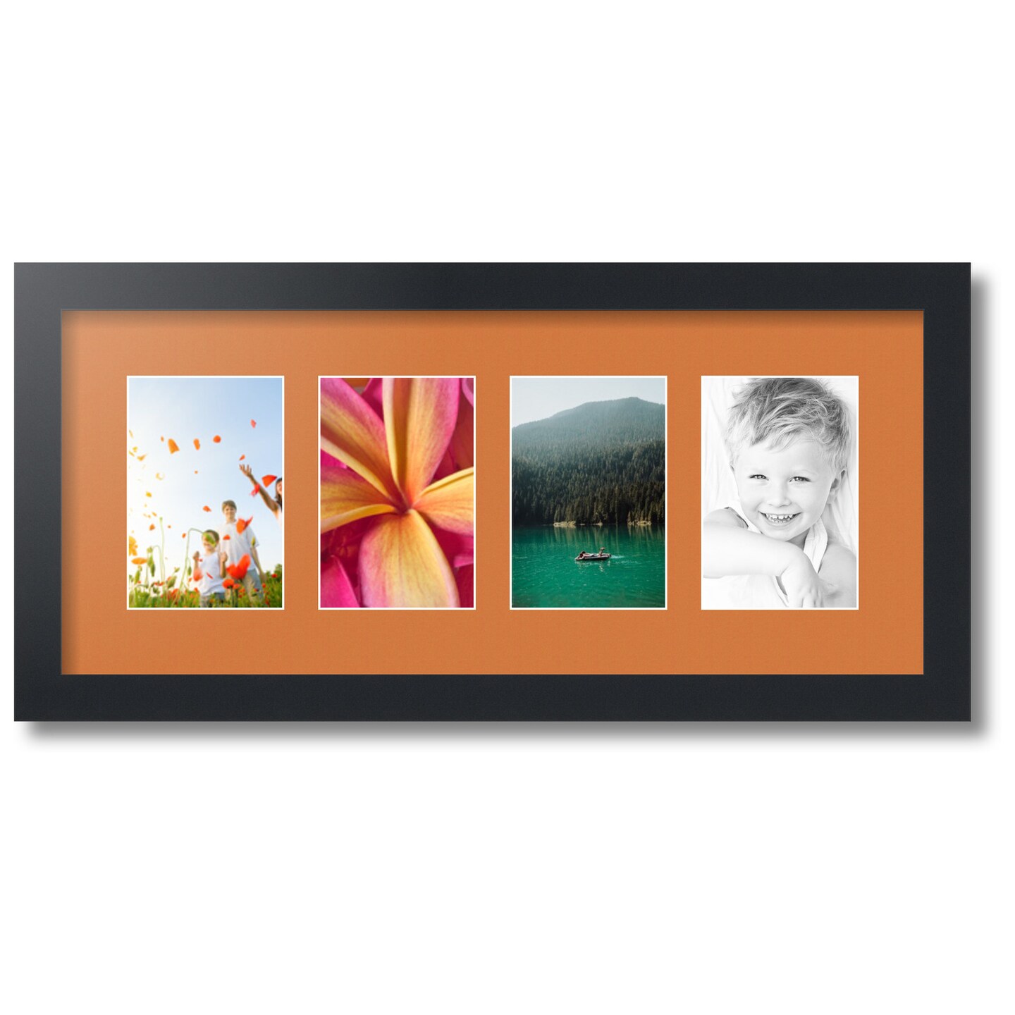 ArtToFrames Collage Photo Picture Frame with 4 - 4x6 inch Openings, Framed in Black with Over 62 Mat Color Options and Plexi Glass (CSM-3926-14)
