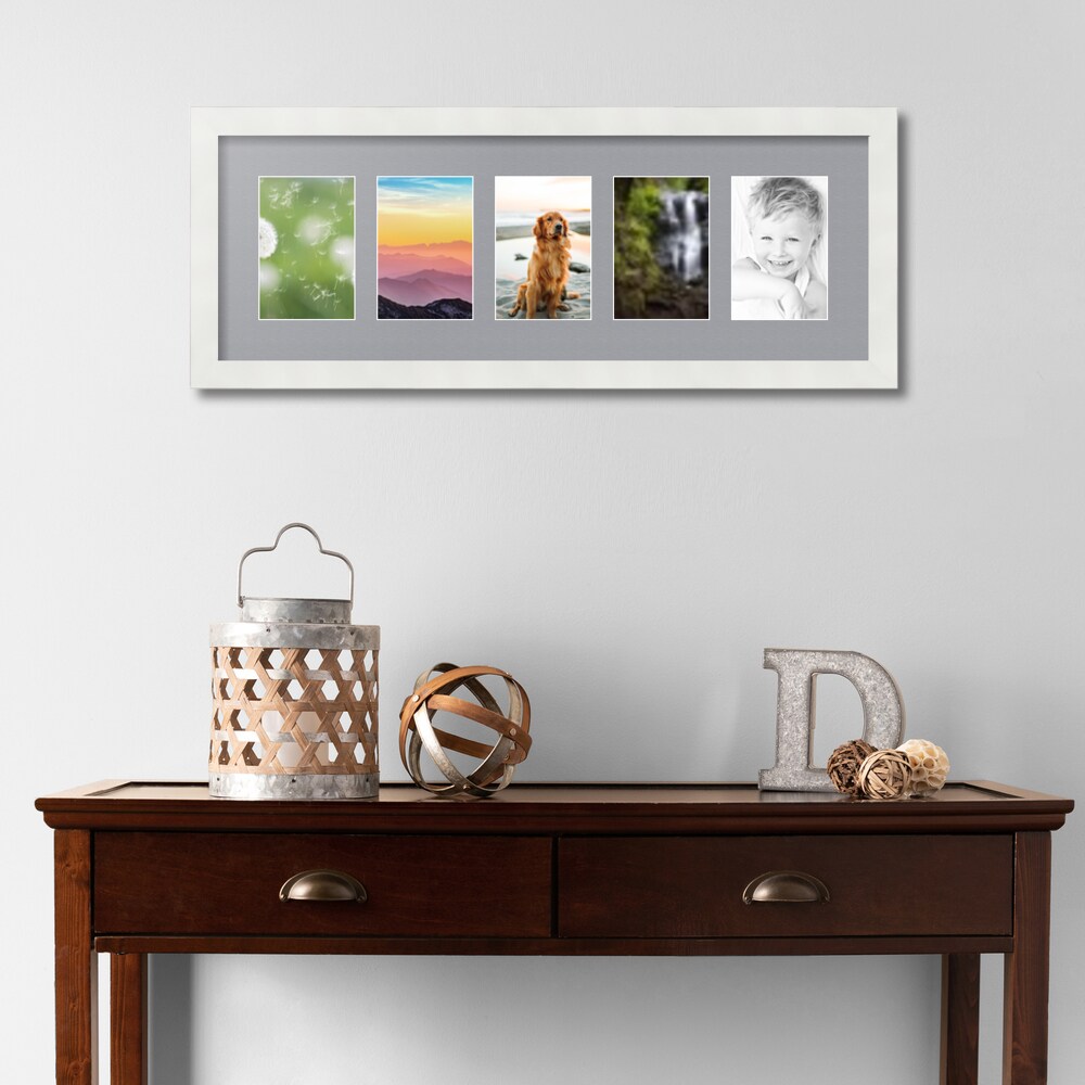 ArtToFrames Collage Photo Picture Frame with 5 - 4x6 inch Openings, Framed in White with Over 62 Mat Color Options and Plexi Glass (CSM-3966-153)