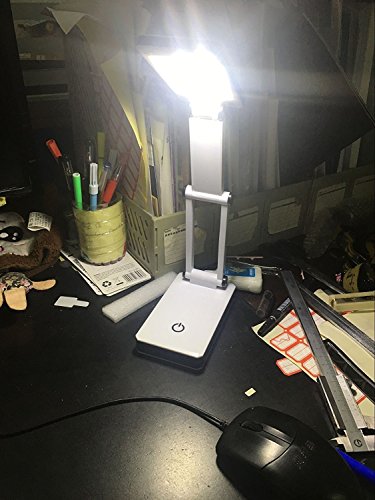 Super Bright COB LED Portable Desk Lamp Travel Lamp :Foldable, Touch Sensitive Control, 3 Adjustable Brightness Levels, Battery and USB Powered