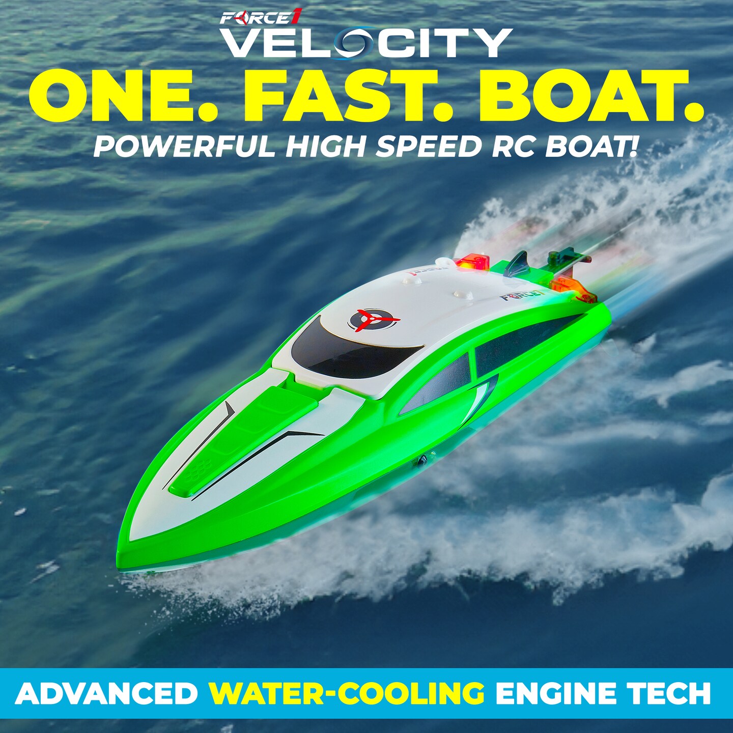 Force1 Velocity Fast RC Boat - Green