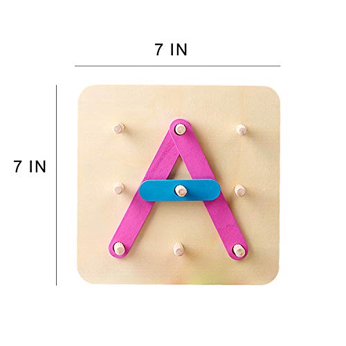 Wooden Letter and Number Construction Activity Set Educational Preschool Toys Shape Color Recognition Pegboard Sorter Set Board Blocks Stack Sort for Toddler Kids Boys Girls Non-Toxic Toy