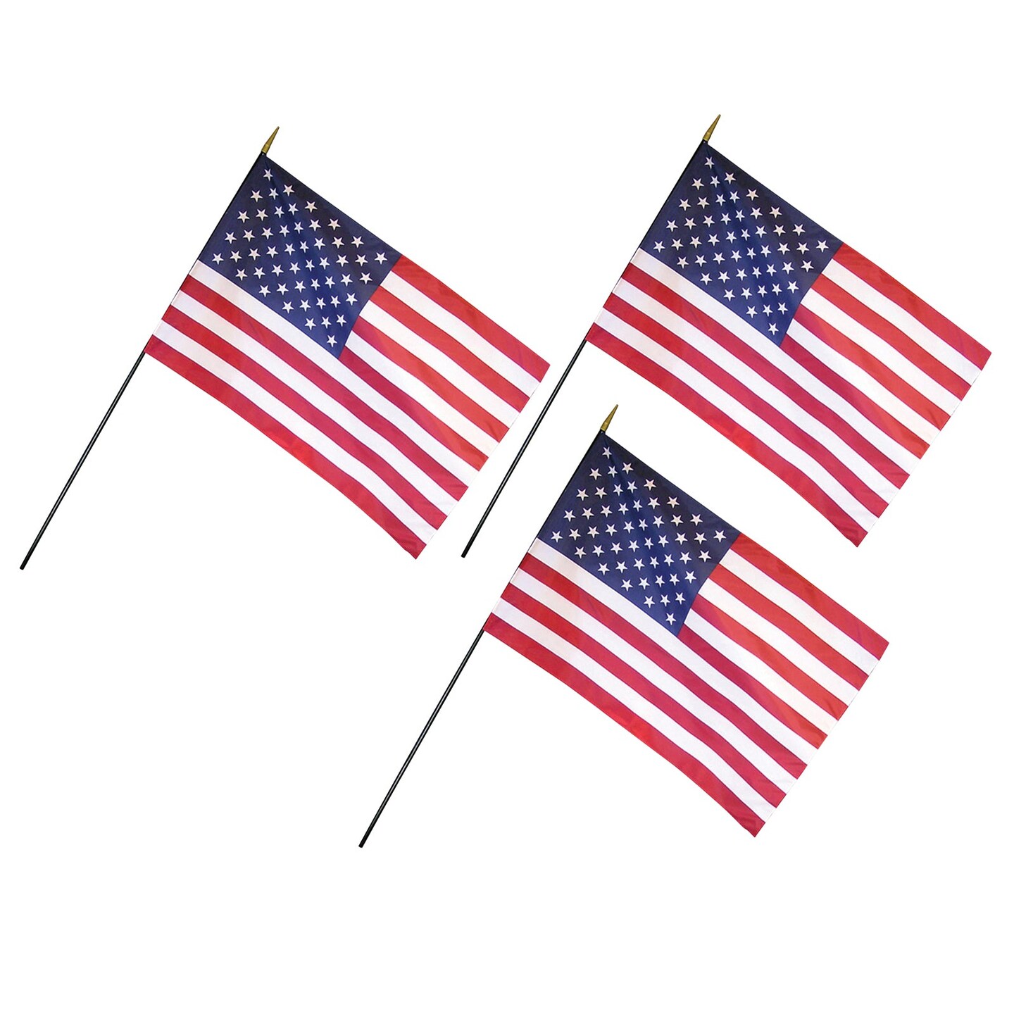 U.S. Classroom Flag with Staff, 12&#x22; x 18&#x22;, Pack of 3