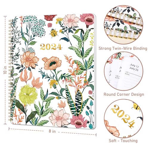 2024 Planner &#x2013; Jan.2024 &#x2013; Dec.2024, Planner 2024, 8&#x22; x 10&#x22;, 2024 Calendar Planner with Weekly &#xFF06; Monthly Spread, Tabs, Twin-Wire Binding, Thick Paper, Flexible Cover, Check Boxes as To-do List &#xFF06; Notes