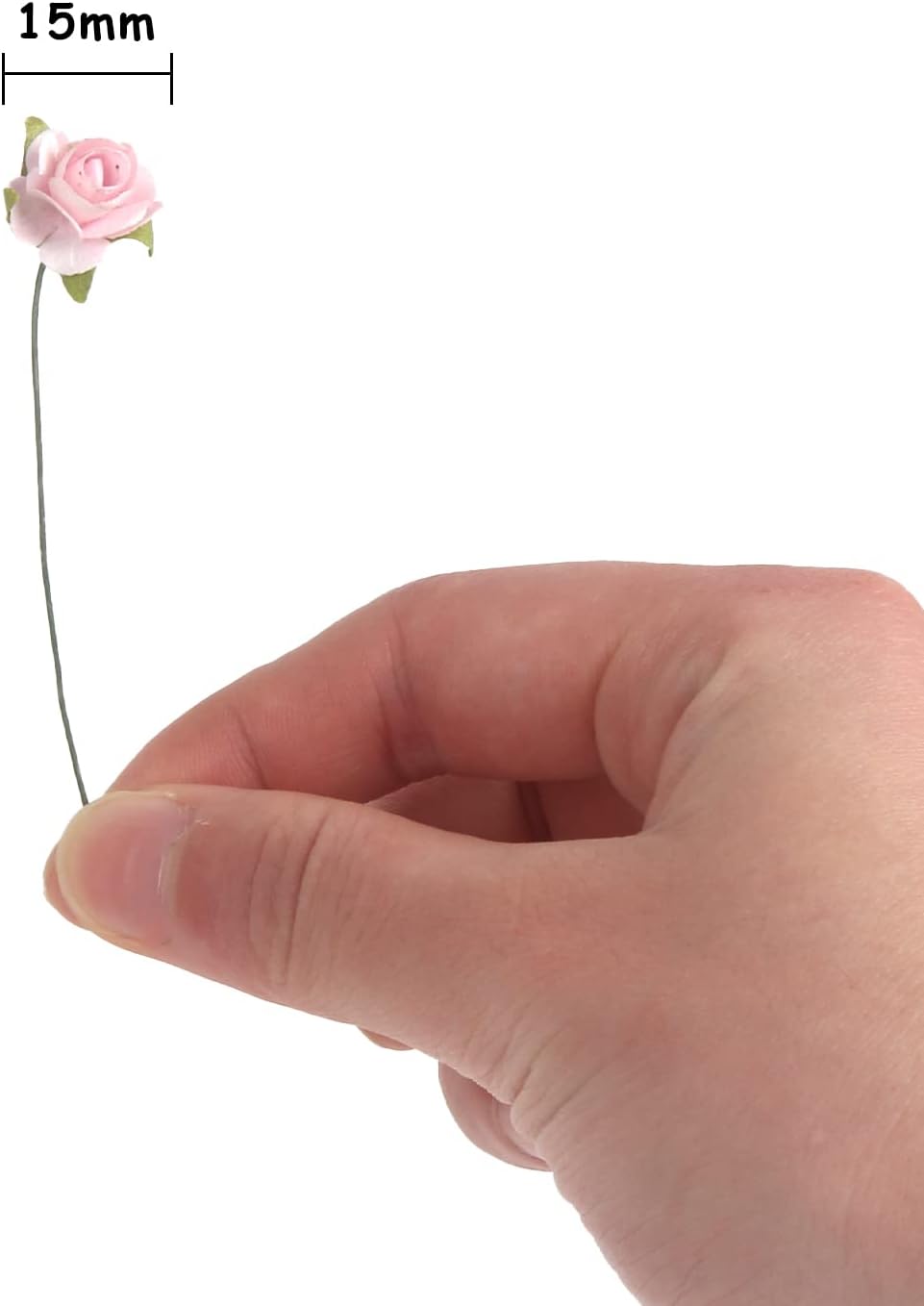 120 pcs Mini Paper Flowers,Mulberry Paper 1/2&#x22; Artificial Rose Flower with Stem for DIY Crafts Projects Scrapbooking Wedding Decorations (Pink)