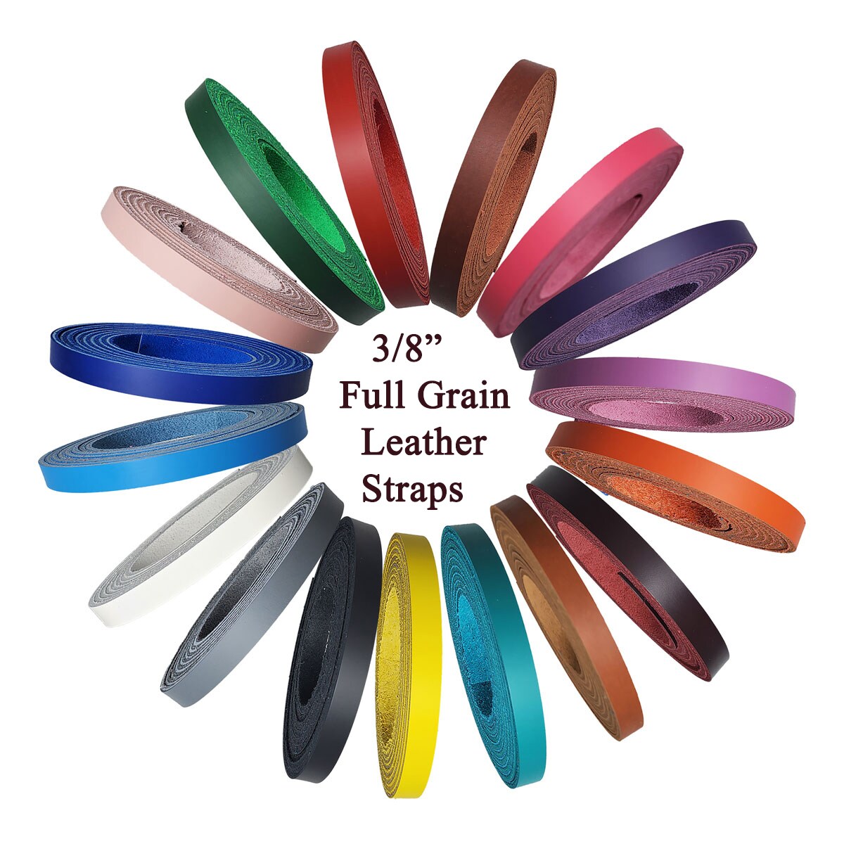 3/8 inch Leather Strips 6-7oz (2.8 - 2.8 mm) - up to 96 Inch Long, Leather Straps for Craft(Belts, Cuffs, Hat Bands, Purse Strap)