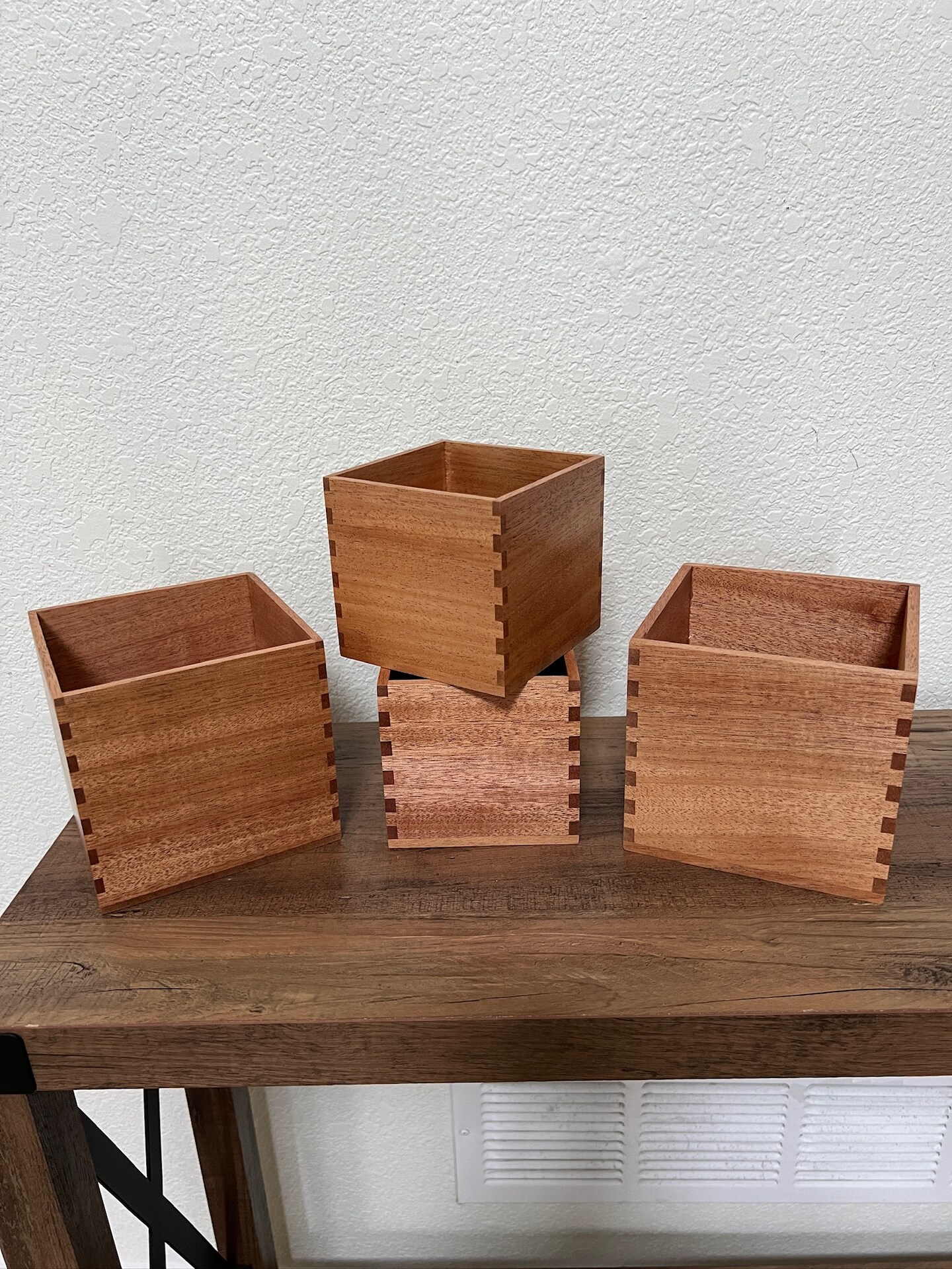 Handmade solid African mahogany hardwood for self-watering planters - indoor planter box - plant container - wooden box product 2