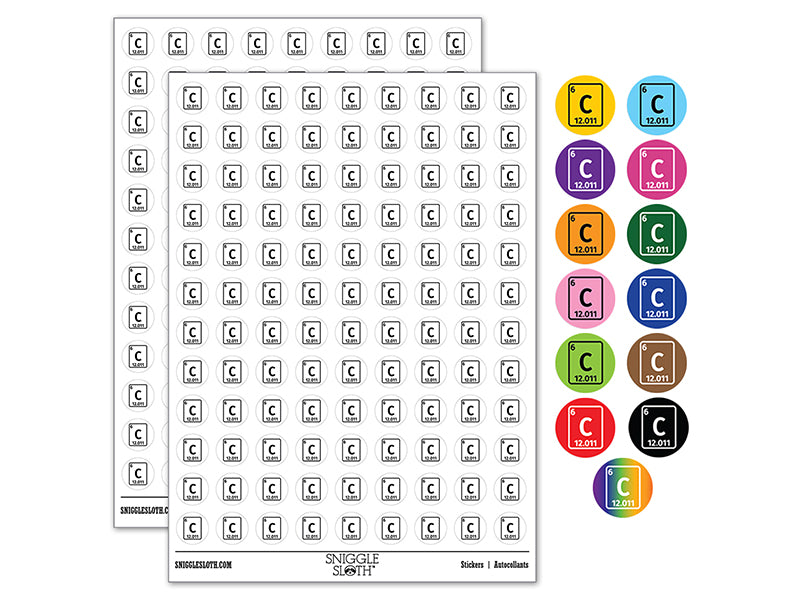 Carbon Periodic Table of Elements Science Chemistry 200+ 0.50&#x22; Round Stickers