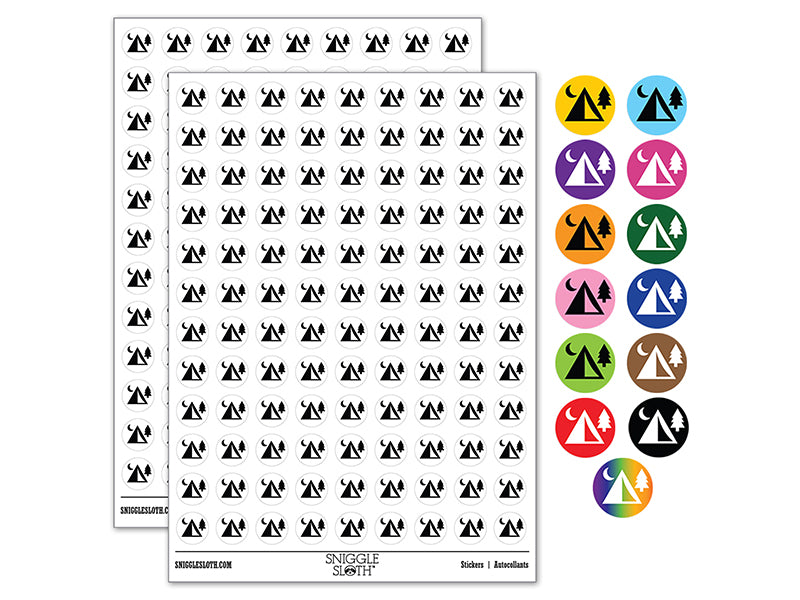 Camping Tent Campsite 200+ 0.50&#x22; Round Stickers