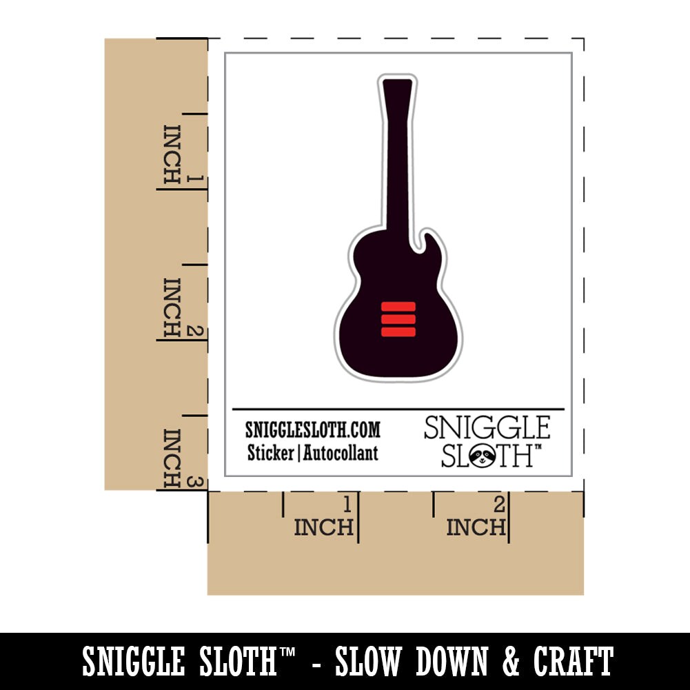 Electric Guitar Silhouette Waterproof Vinyl Phone Tablet Laptop Water Bottle Sticker Set - 5 Pack