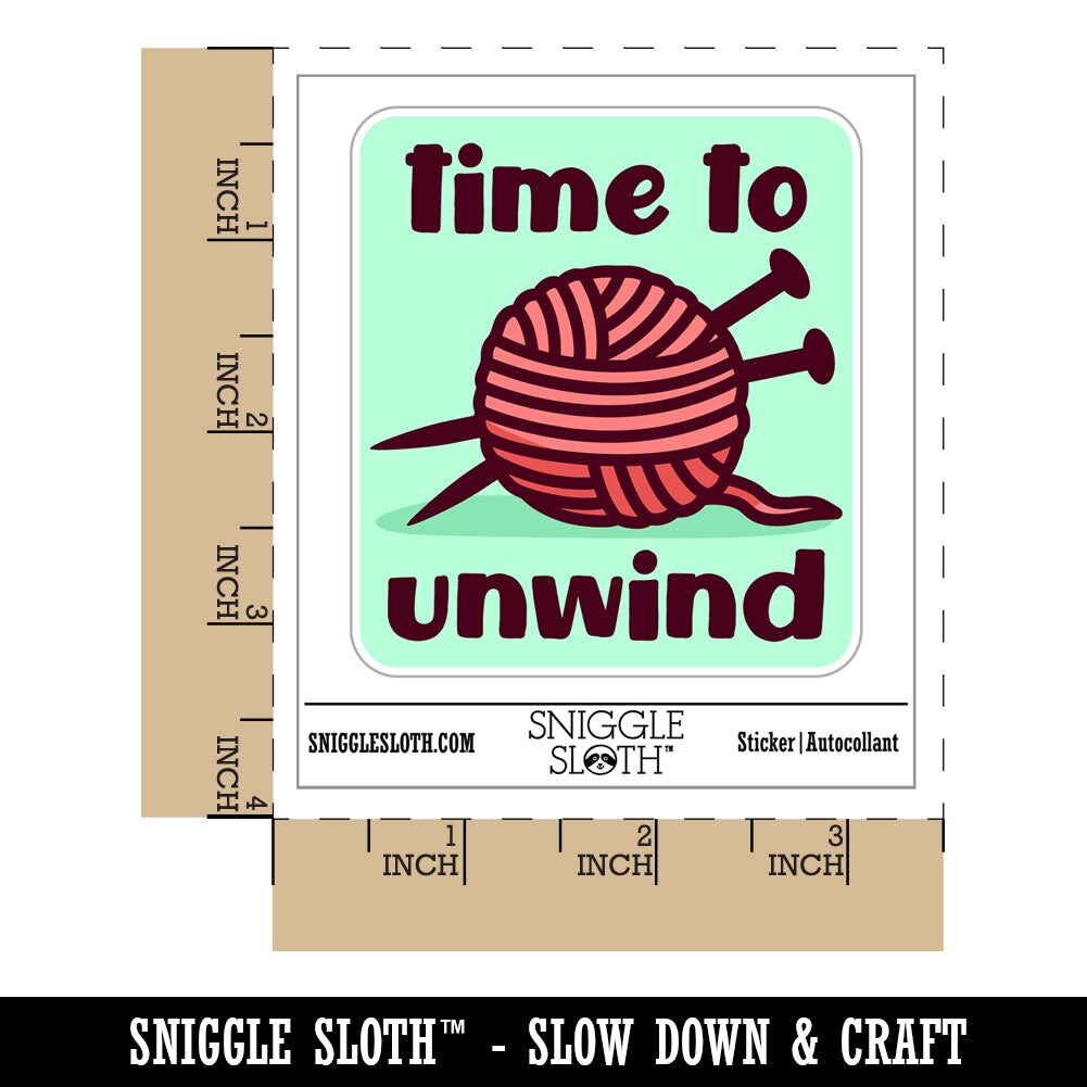 Time to Unwind Knitting Waterproof Vinyl Phone Tablet Laptop Water Bottle Sticker Set - 5 Pack