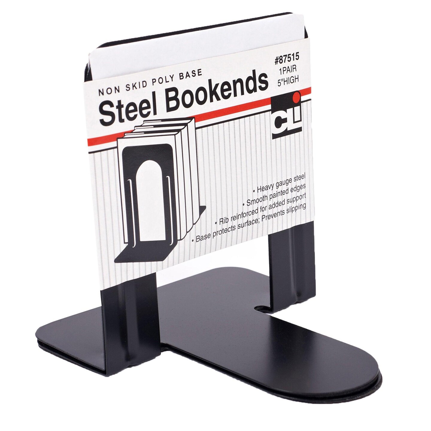Metal Bookends, 5&#x22; Height, Black, 2 Per Set, 6 Sets
