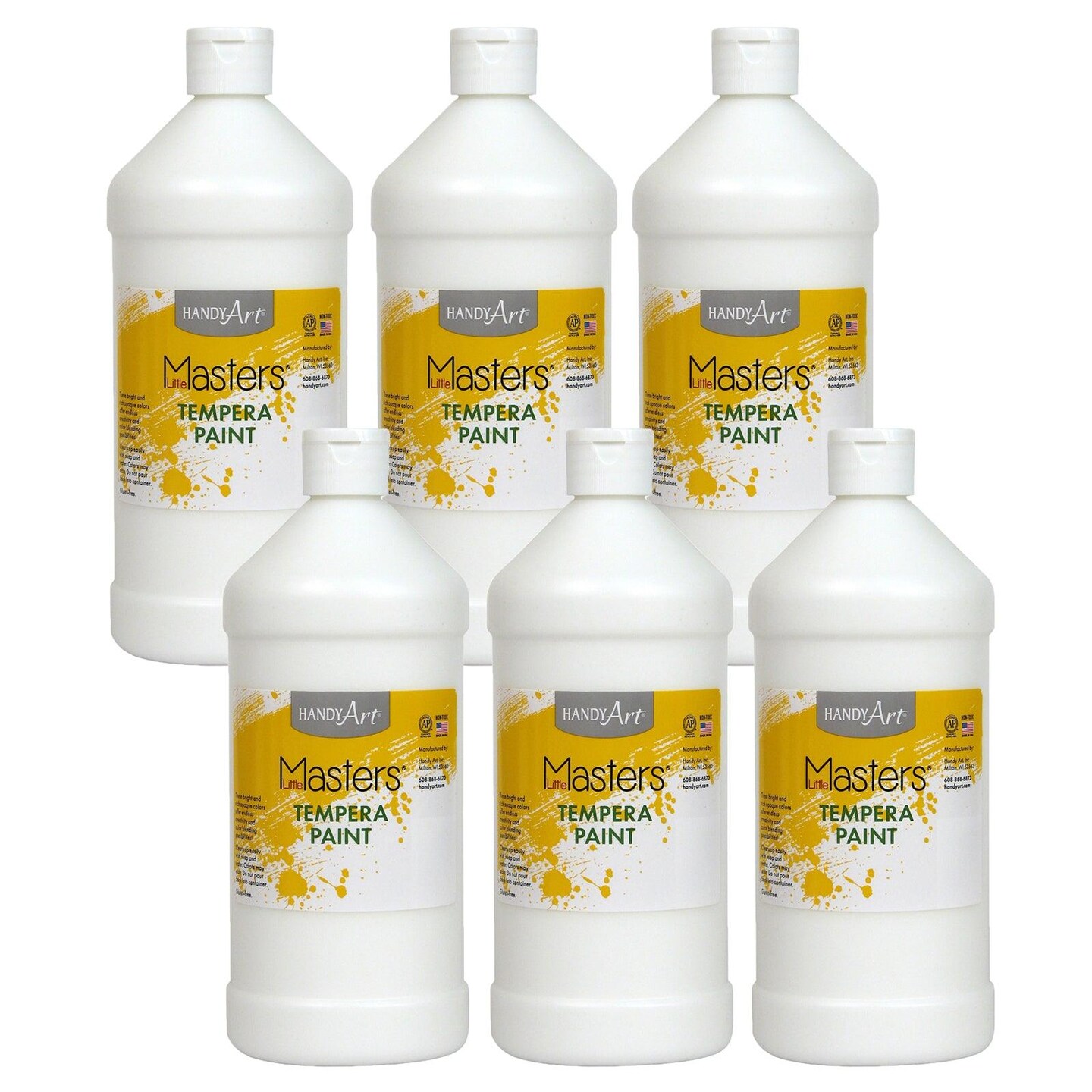 Little Masters&#xAE; Tempera Paint, White, 32 oz., Pack of 6