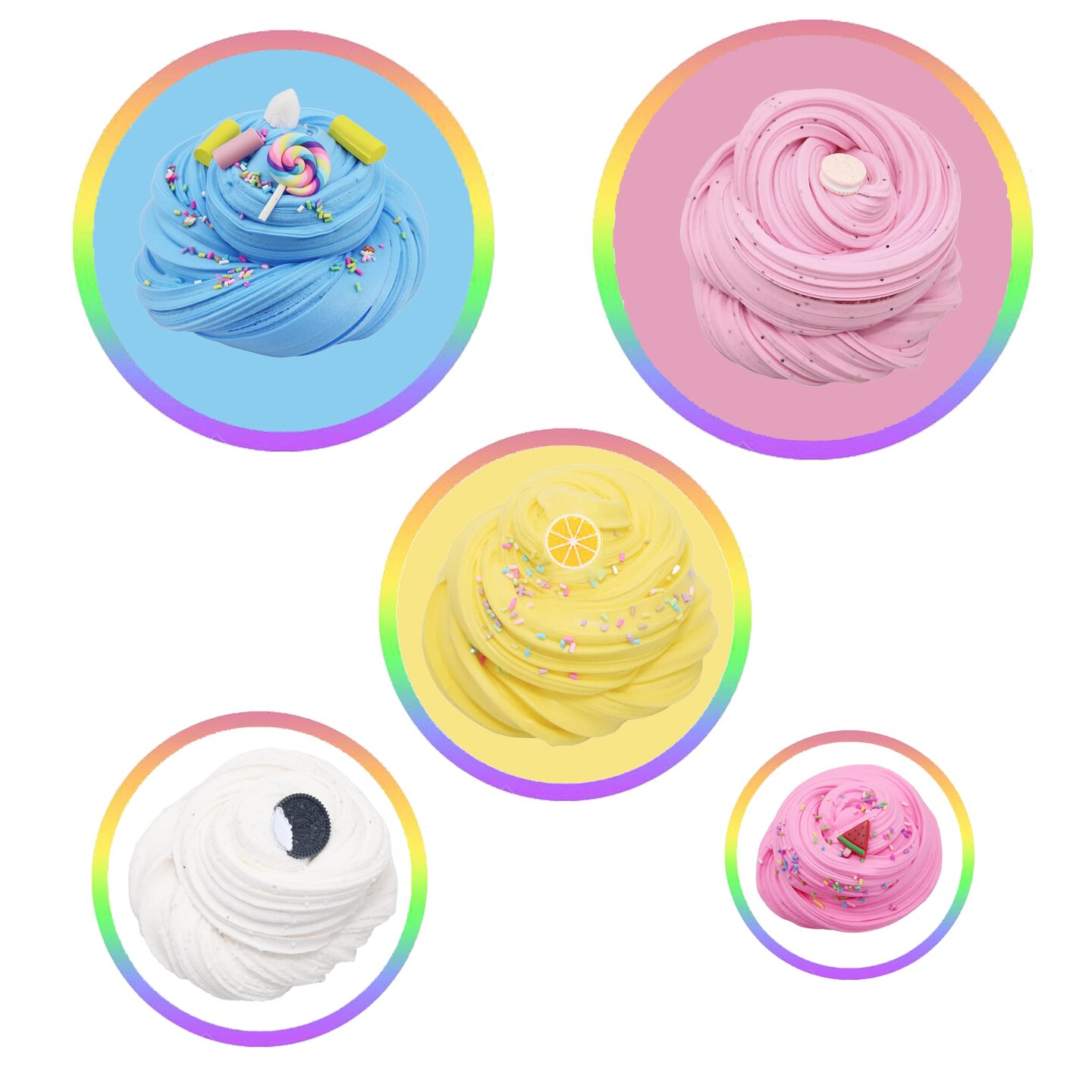 ZONEWAY 7 Pack Cake Butter Slime Kits, Soft and Non-Sticky Slime Kit Party Favors for Girls and Boys