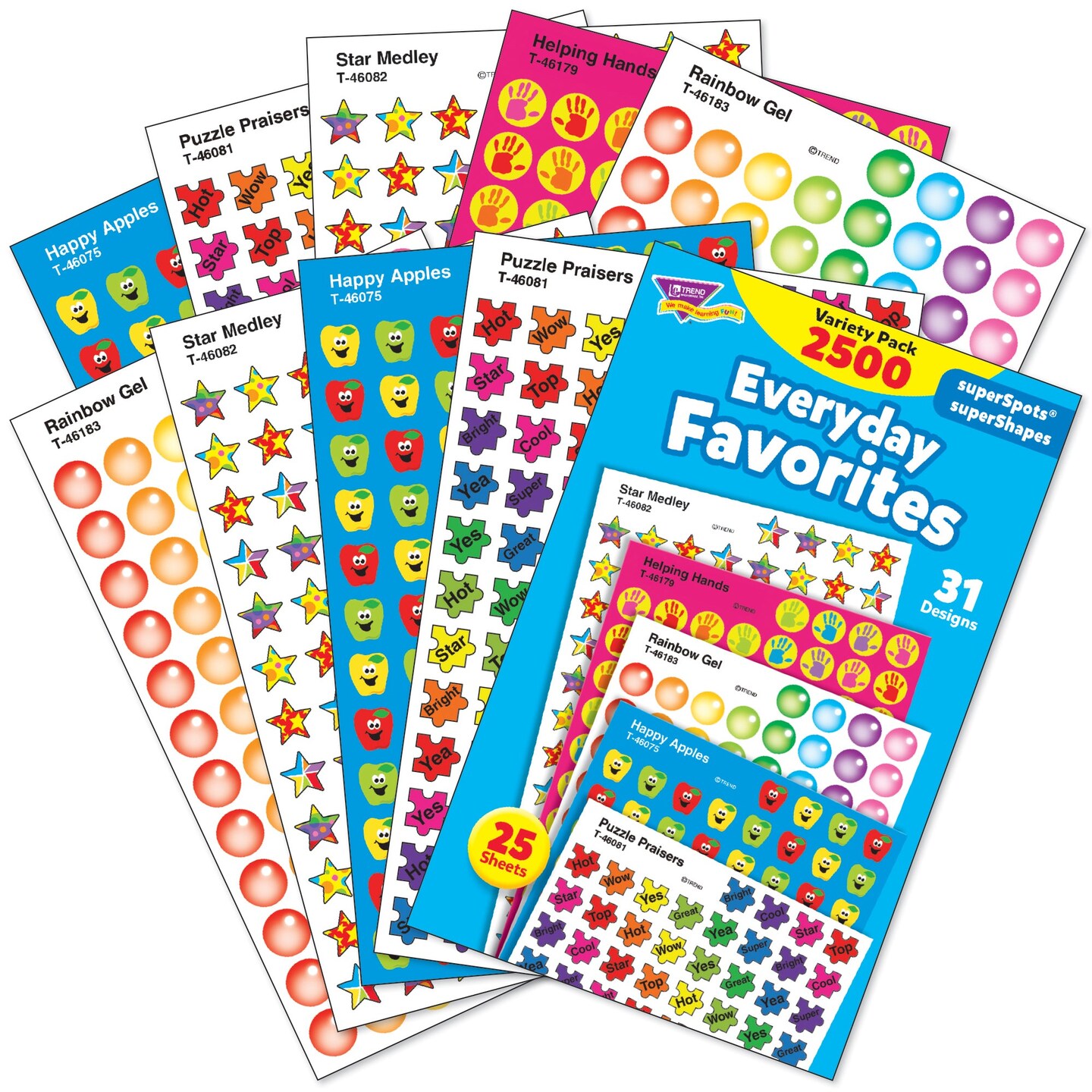 Everyday Favorites superSpots&#xAE;/superShapes Variety Pack, 2500 Per Pack, 3 Packs