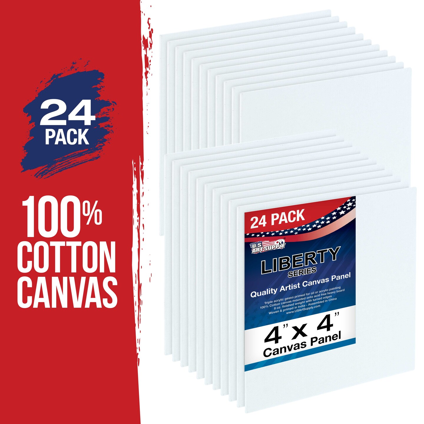 4&#x22; x 4&#x22; Professional Artist Quality Acid Free Canvas Panel Boards for Painting 24-Pack