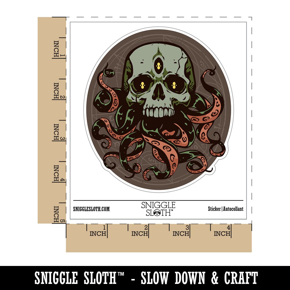 Cthulhu Skull Octopus Tentacles Eldritch Horror Waterproof Vinyl Phone Tablet Laptop Water Bottle Sticker Set - 5 Pack