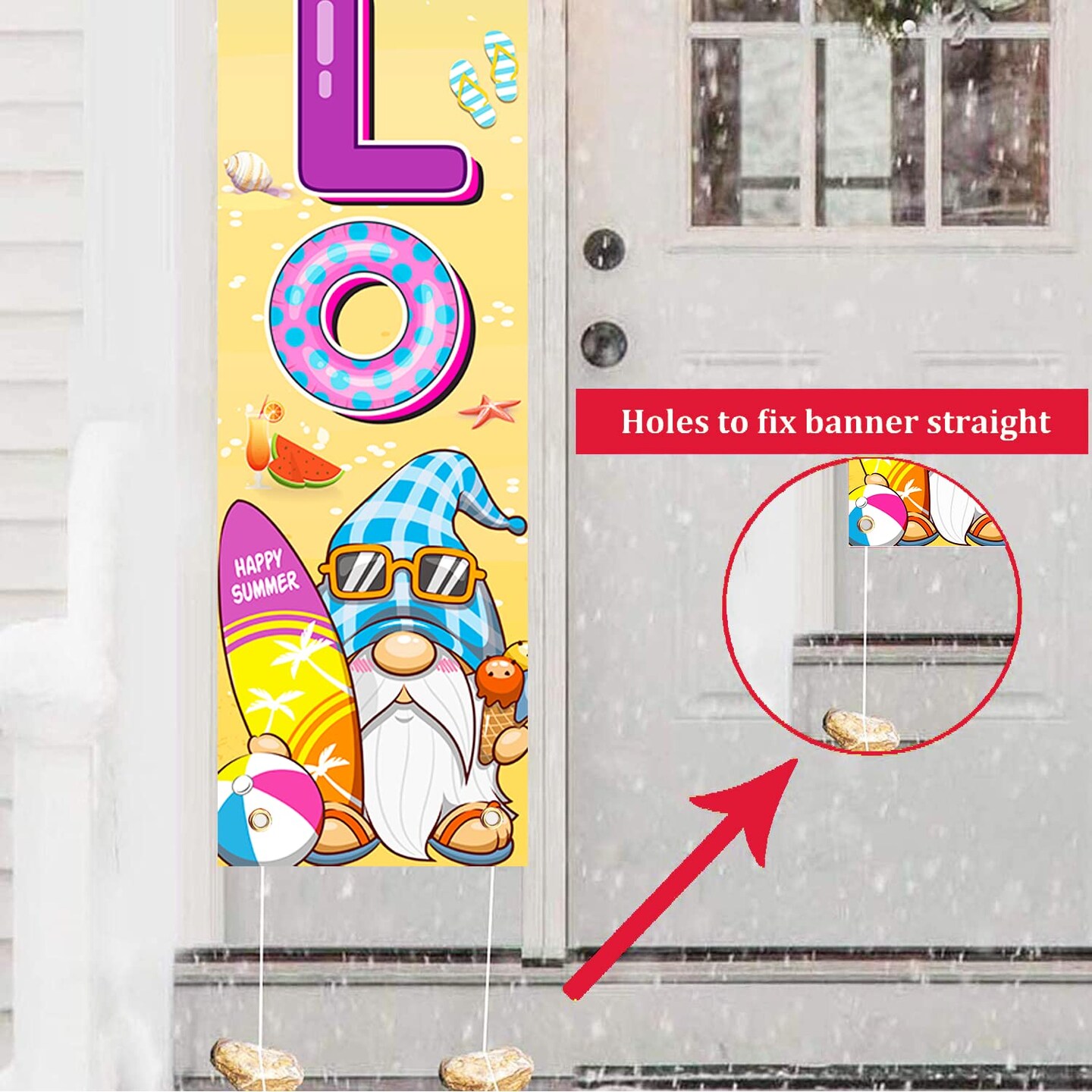 71&#x22; X 12&#x22; Summer Decorations For Home Door Banner, Summer Decorations for Outside Indoor Door Banner, Hello Summer Banner, Summer Decorations for Office