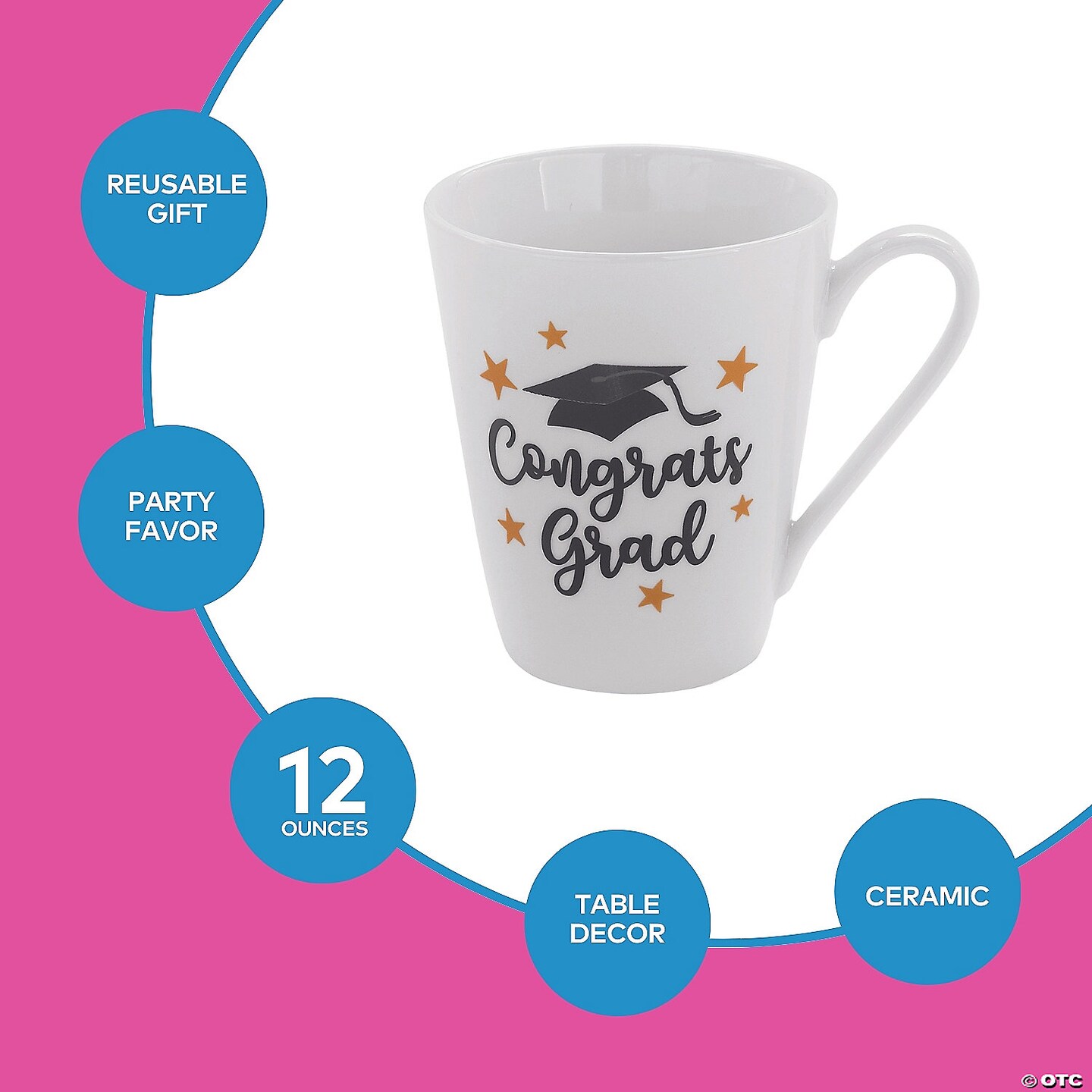 12 oz. Congrats Grad White Reusable Ceramic Coffee Mug