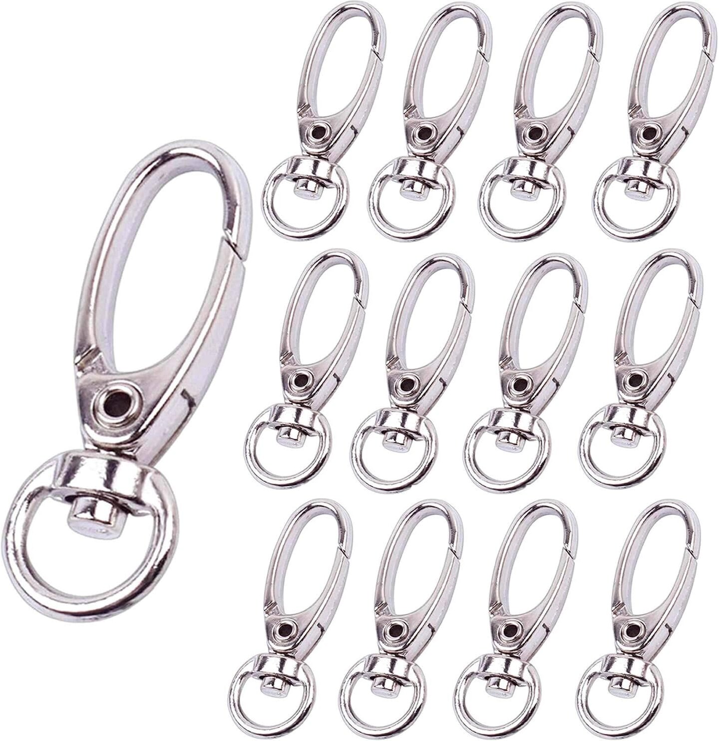 Pack of 50 D Swivel Trigger Clips Hooks Metal Key Ring Lobster Clasps