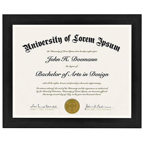 Americanflat 8.5x11 Picture Frame in Black - Use as Diploma Frame or Certificate Frame with Shatter Resistant Glass - Hanging Hardware and Easel Included for Wall and Tabletop Display