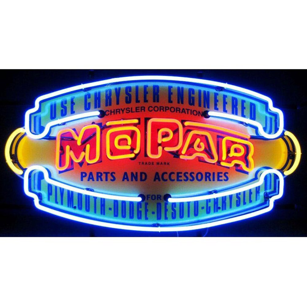 Neonetics   Home Indoor Pub Restaurant Hotel Room Decorative Mopar Vintage Shield Neon Sign