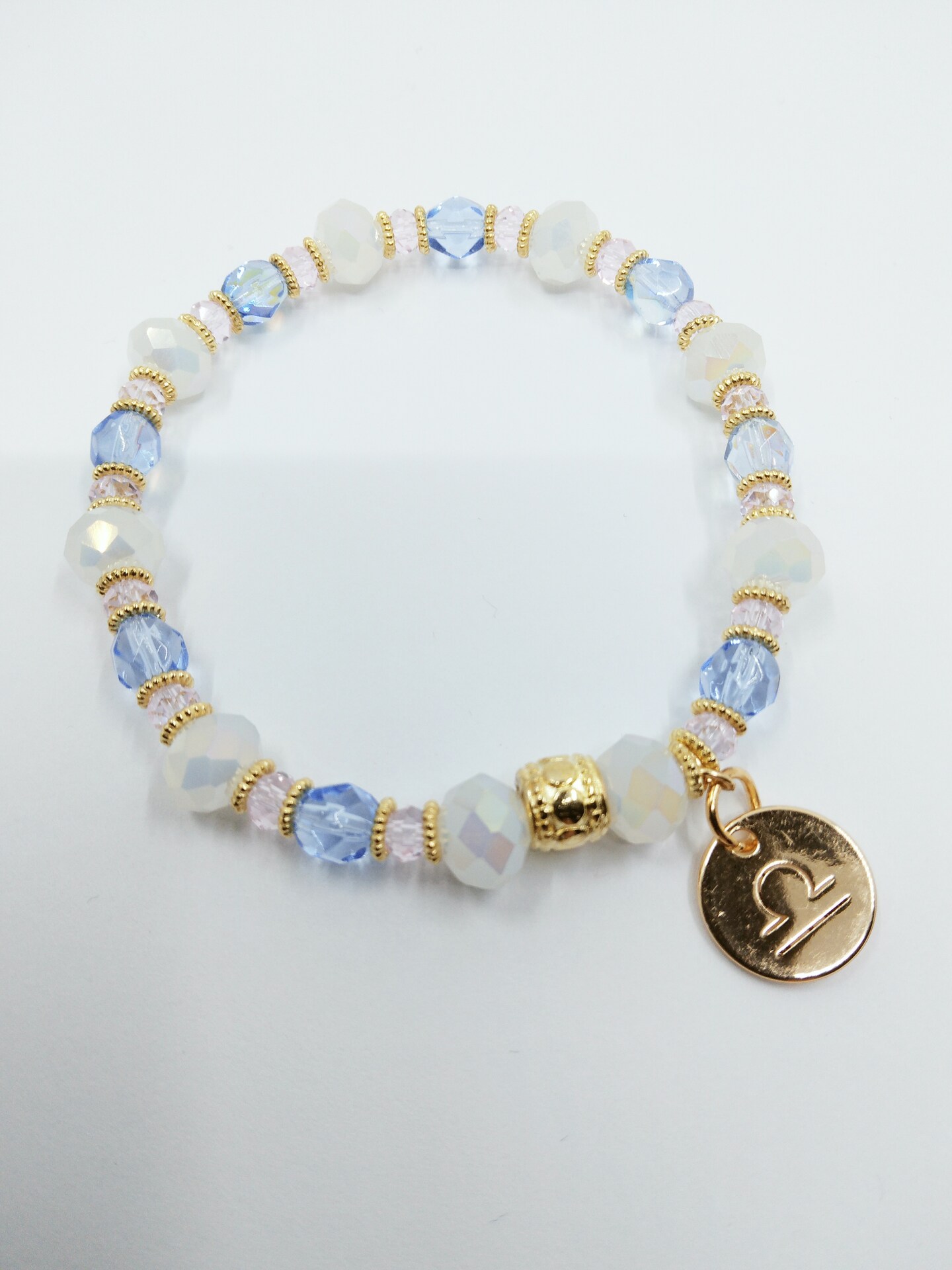 Bracelet- Libra Charm Stretch Crystal Beaded