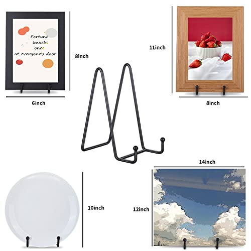 Decolore 3 Pack 6 Inch Black Metal Display Stands Plate Holder Display Stands for Picture, Decorative Plate, Book, Photo Easel, Artistic Work (3 Pack, 6 inch)