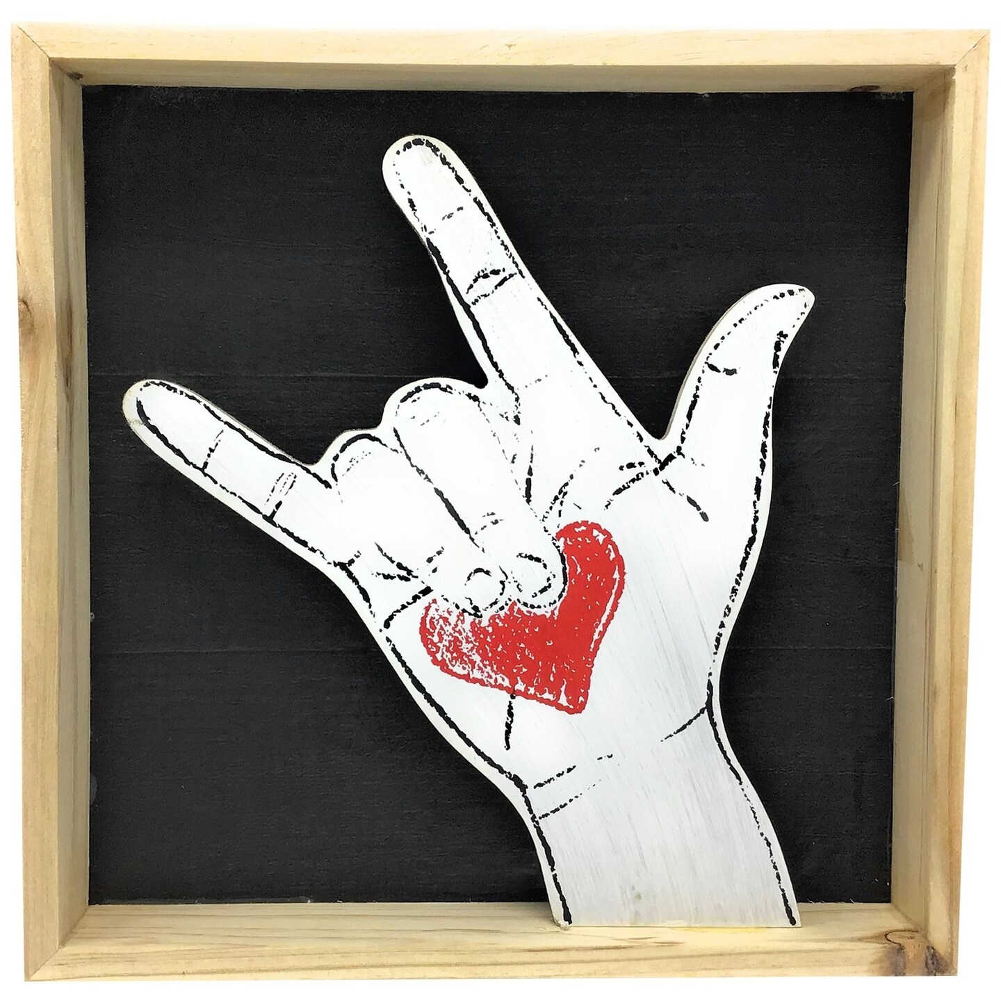 TX USA Corporation Wooden Love Finger Sign Decorative Wall Art