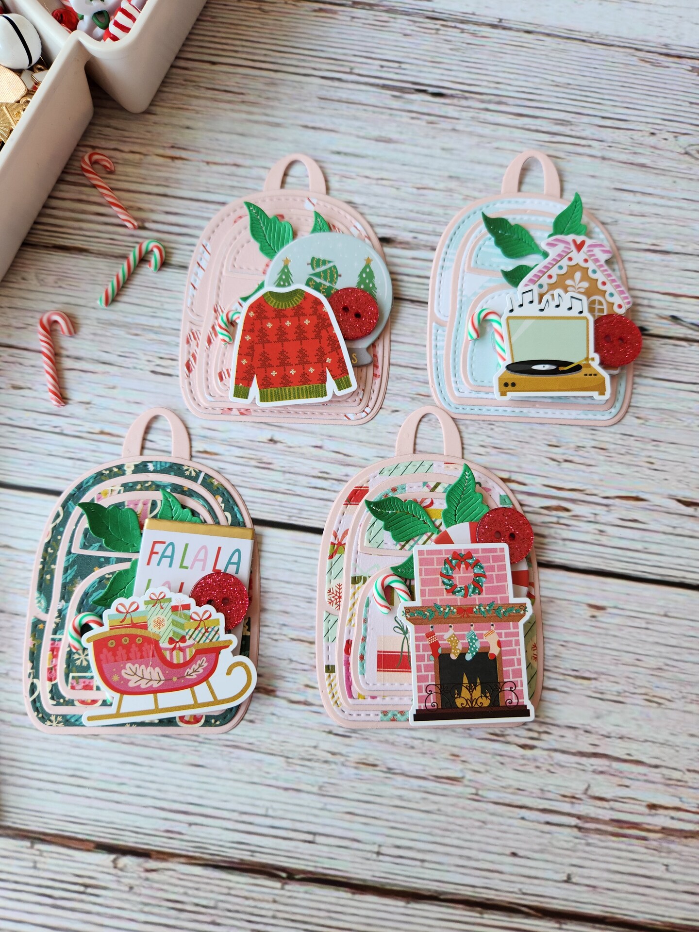 Buttons Galore Flatback Embellishments for Crafts - Peppermint Sticks - 9 Pieces