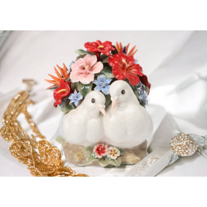 kevinsgiftshoppe Ceramic Doves with Flowers Music Box Home Decor   Kitchen Decor
