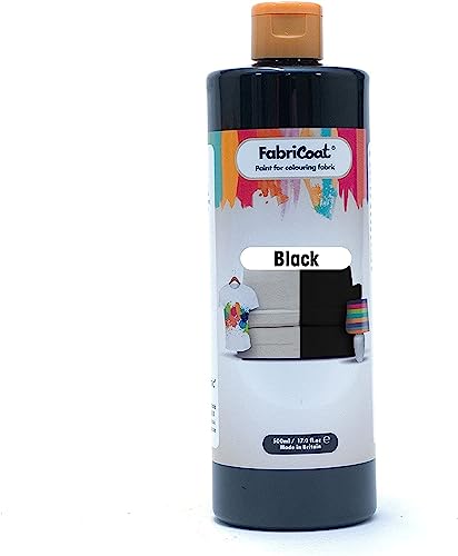FabriCoat Dark Fabric Paint - Used for Restoring or Changing the Color of Couches, Chairs, Upholstery, Soft Furnishings, Car Interiors, Clothing, &#x26; Footwear (17 oz / 500ml, Black)