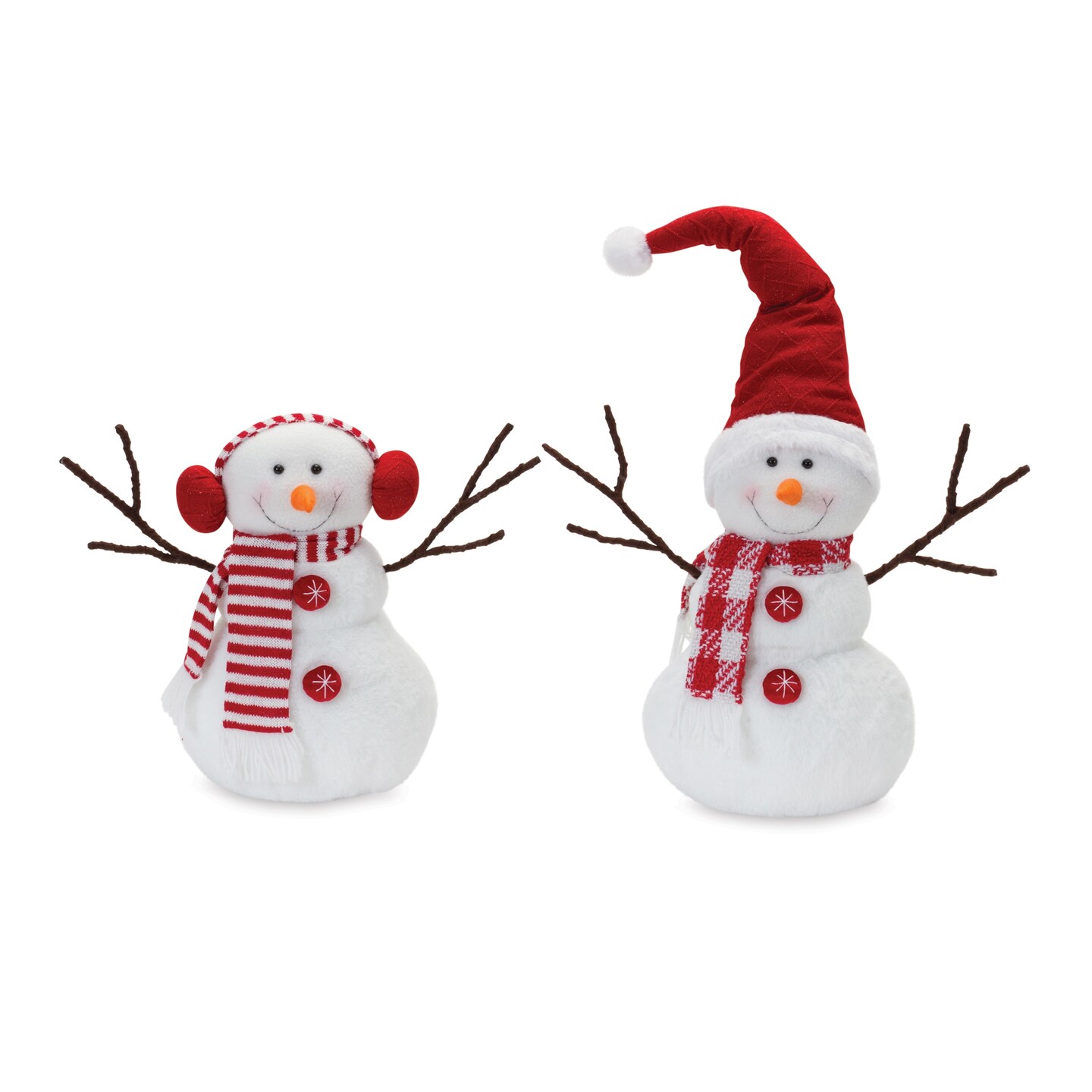Melrose Plush Snowman Christmas Tabletop Decorations - 18&#x22; - Red and White