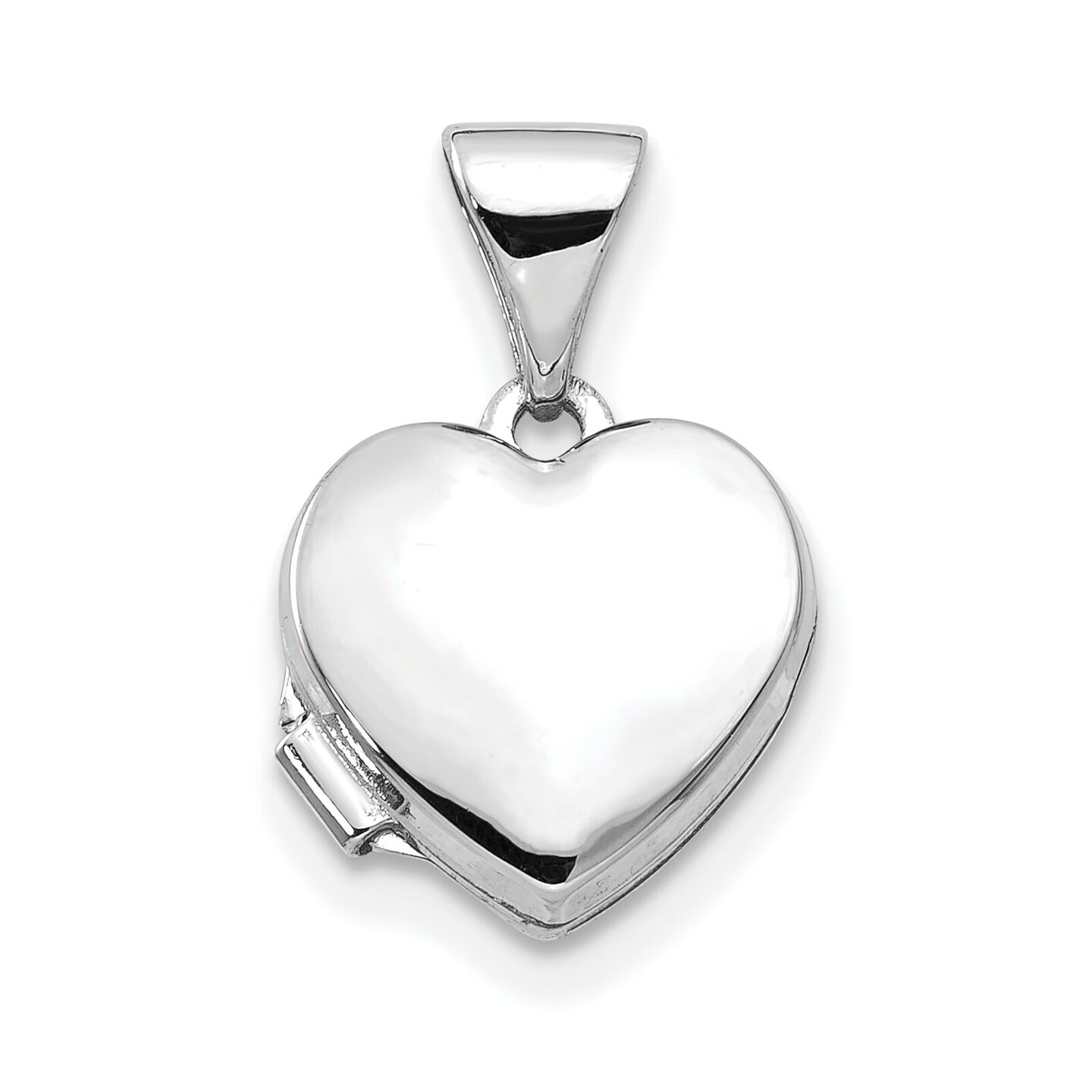 14K White Gold Heart Locket Photo Pendant Jewelry 15.8mm x 10.3mm