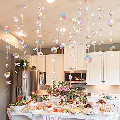 8' Foot Long Hanging Acrylic Bubble Globe Garland -- Iridescent Clear