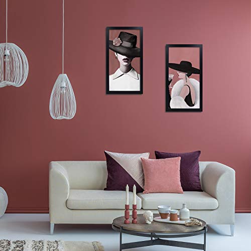 Egofine 8x16 Collage Picture Frame Set of 2, Display Multiple Three 5x7 Pictures or 8x16 without Mat - Made of Solid Wood with Plexiglass - Horizontal and Vertical Formats for Wall, Black