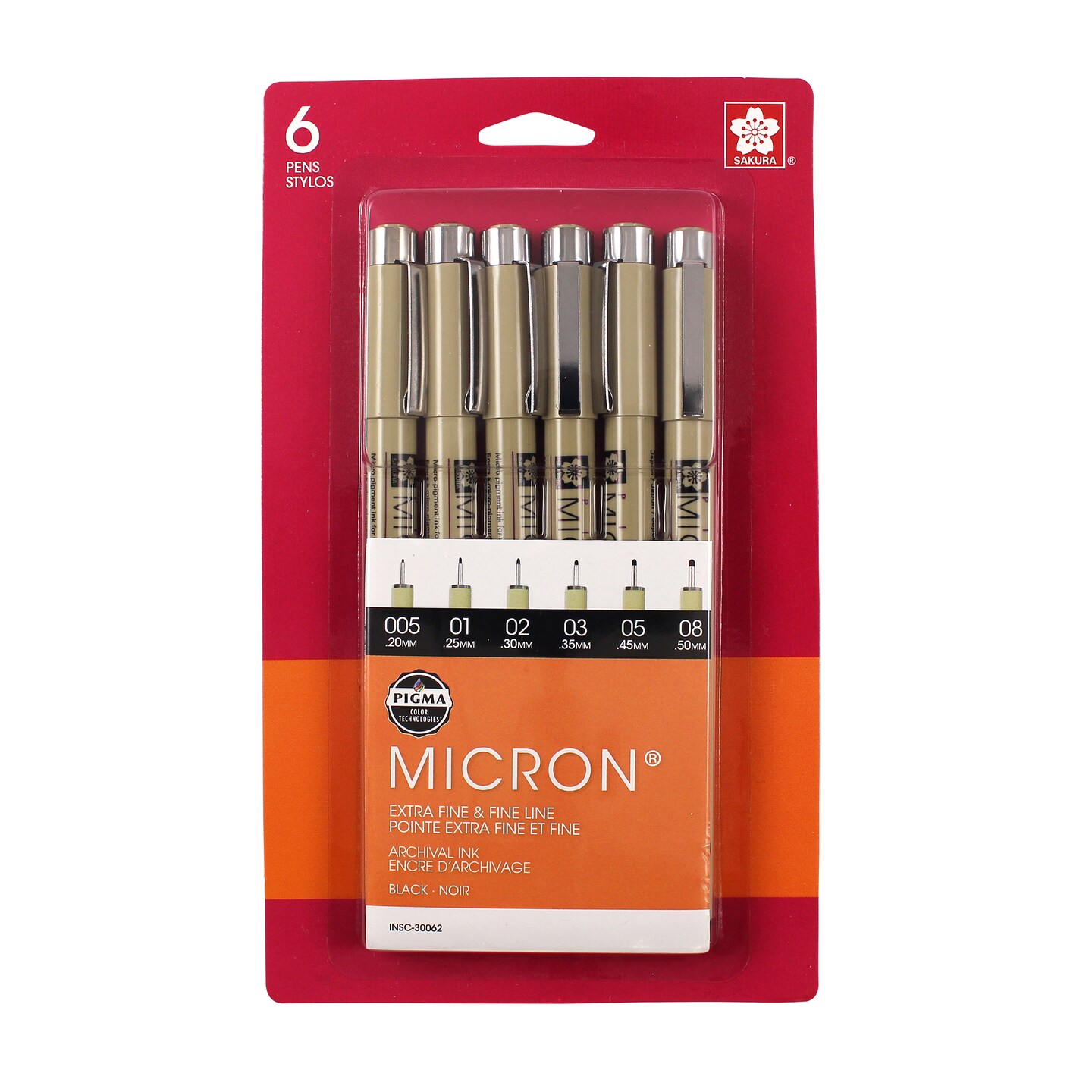 Sakura - Pigma Micron Pen - Set-Black Ink - 6-Pen Set