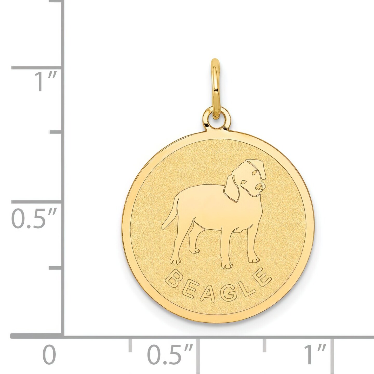 14K Yellow Gold Beagle Disc Charm Dog Jewelry Pendant 26mm x 20mm