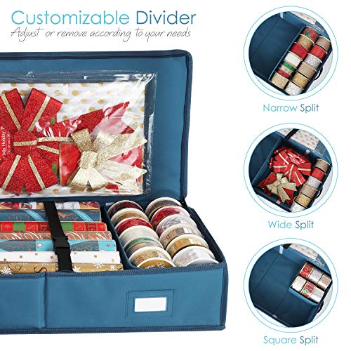 Hearth &#x26; Harbor Wrapping Paper Storage Container - Christmas Storage Bag with Interior Pockets - Gift Wrapping Organizer Storage Fits Up to 22 Rolls of 40&#x22; - Tear Proof&#xA0; Wrapping Paper Organizer