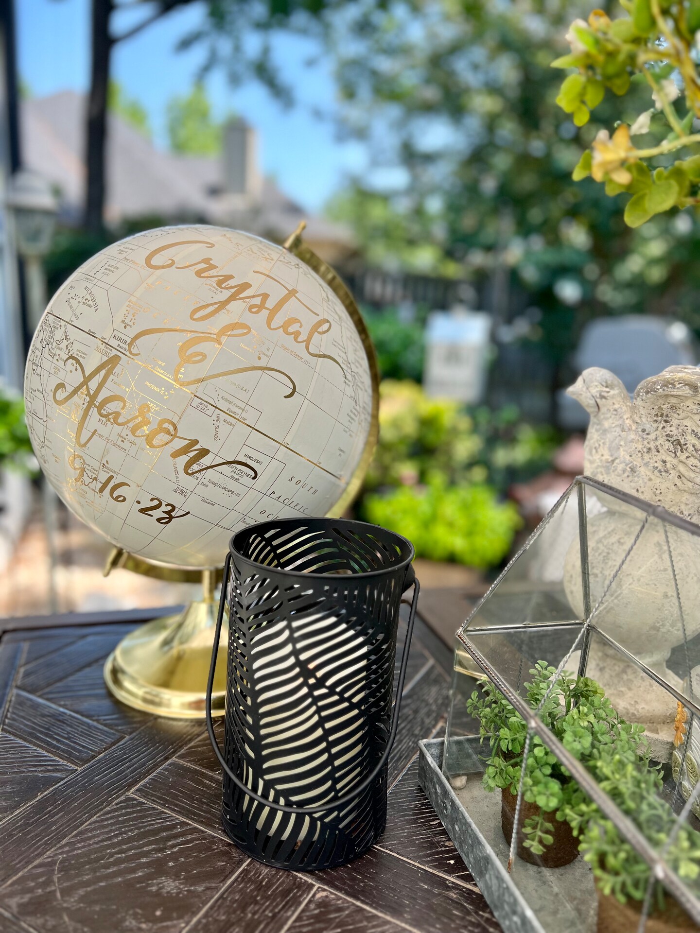 LARGE White and Gold Guest Book Globe 12 Inch Large with Custom