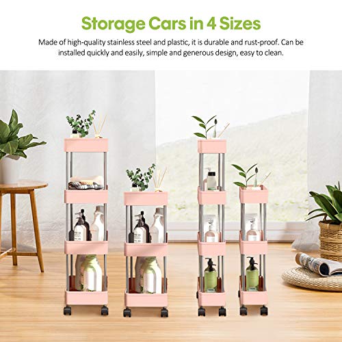 Kpx Slim Rolling Storage Cart Kitchen Small Shelves Organizer with Casters Wheels Mobile Bathroom Slide Utility Cart, Small Shelf for Laundry Room