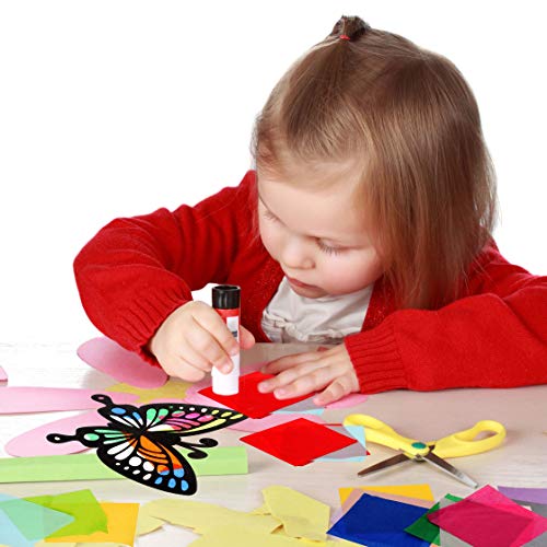 Outus Butterfly Stained Glass Effect Paper Butterfly Suncatcher, 6 Types for Window Art Classroom Art Craft Party Favor Travel Toy, 6.3 x 4.3 Inch with Colored Paper (12 Pieces)