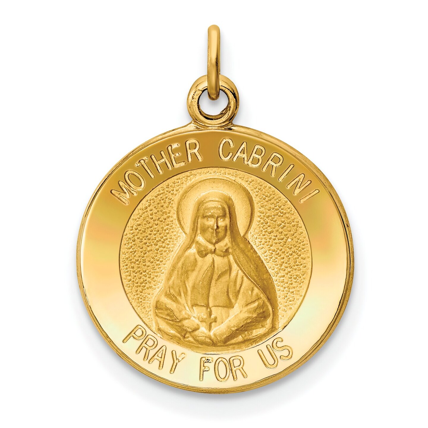 14K Yellow Gold Mother Cabrini Medal Charm Pendant Jewerly 23mm x 15mm