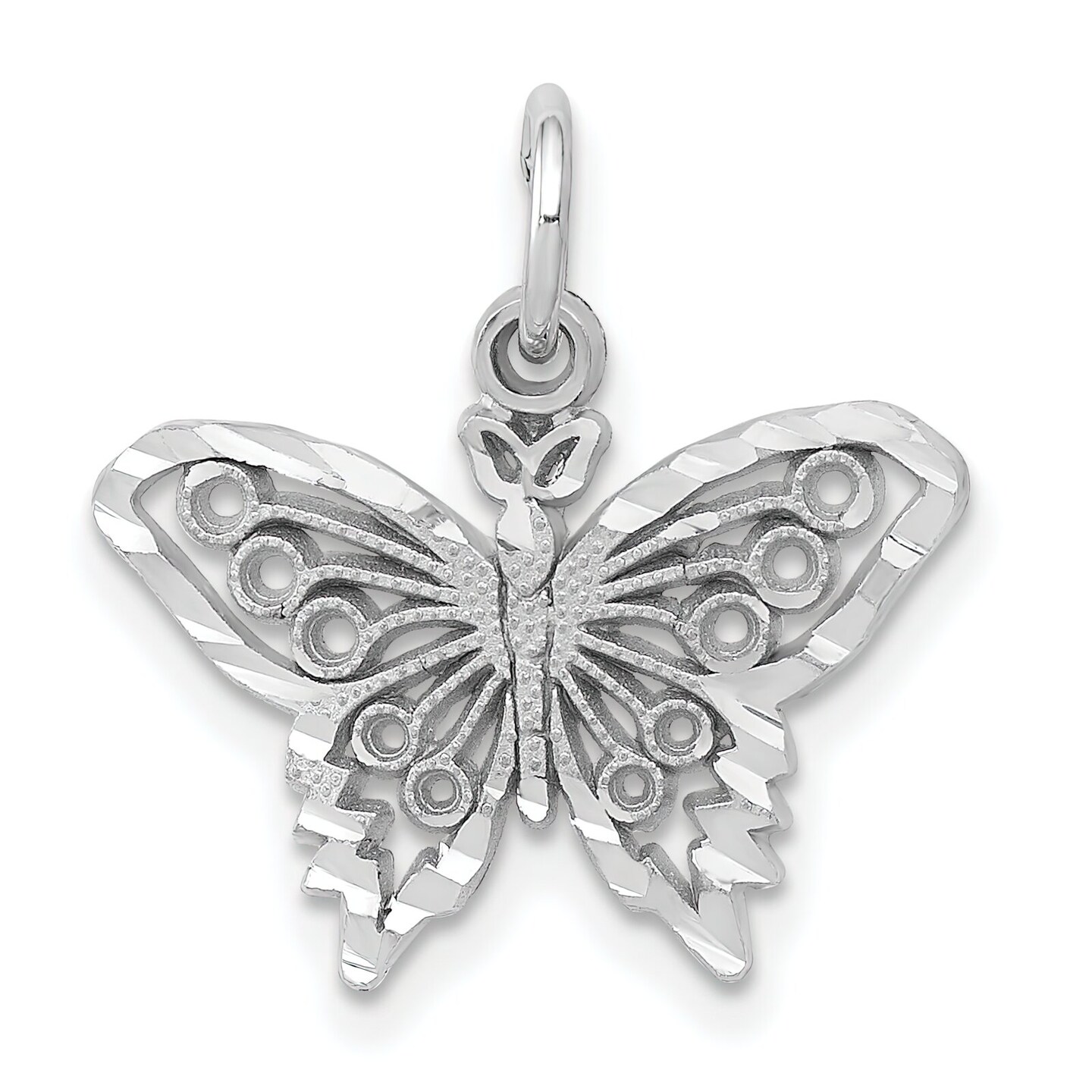 14K White Gold Butterfly Charm Pendant Insect Jewelry 18mm x 17mm