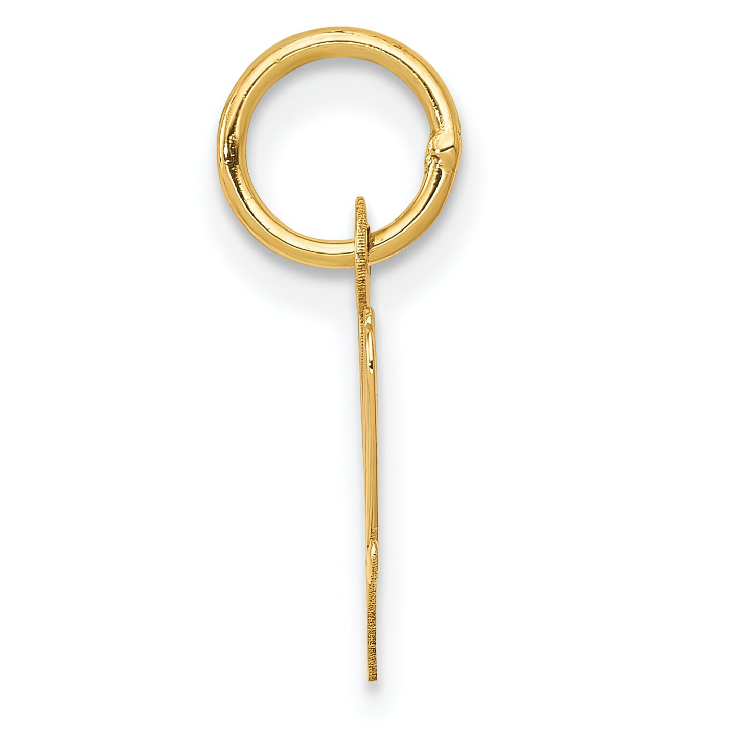 14K Yellow Gold Small Script Initial Letter W Charm Jewerly 17mm x 8mm